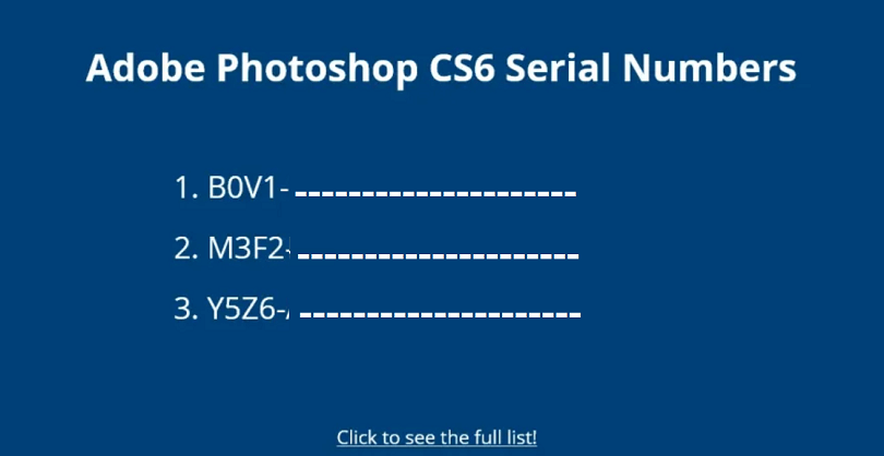 Adobe Photoshop CS6 Serial Numbers